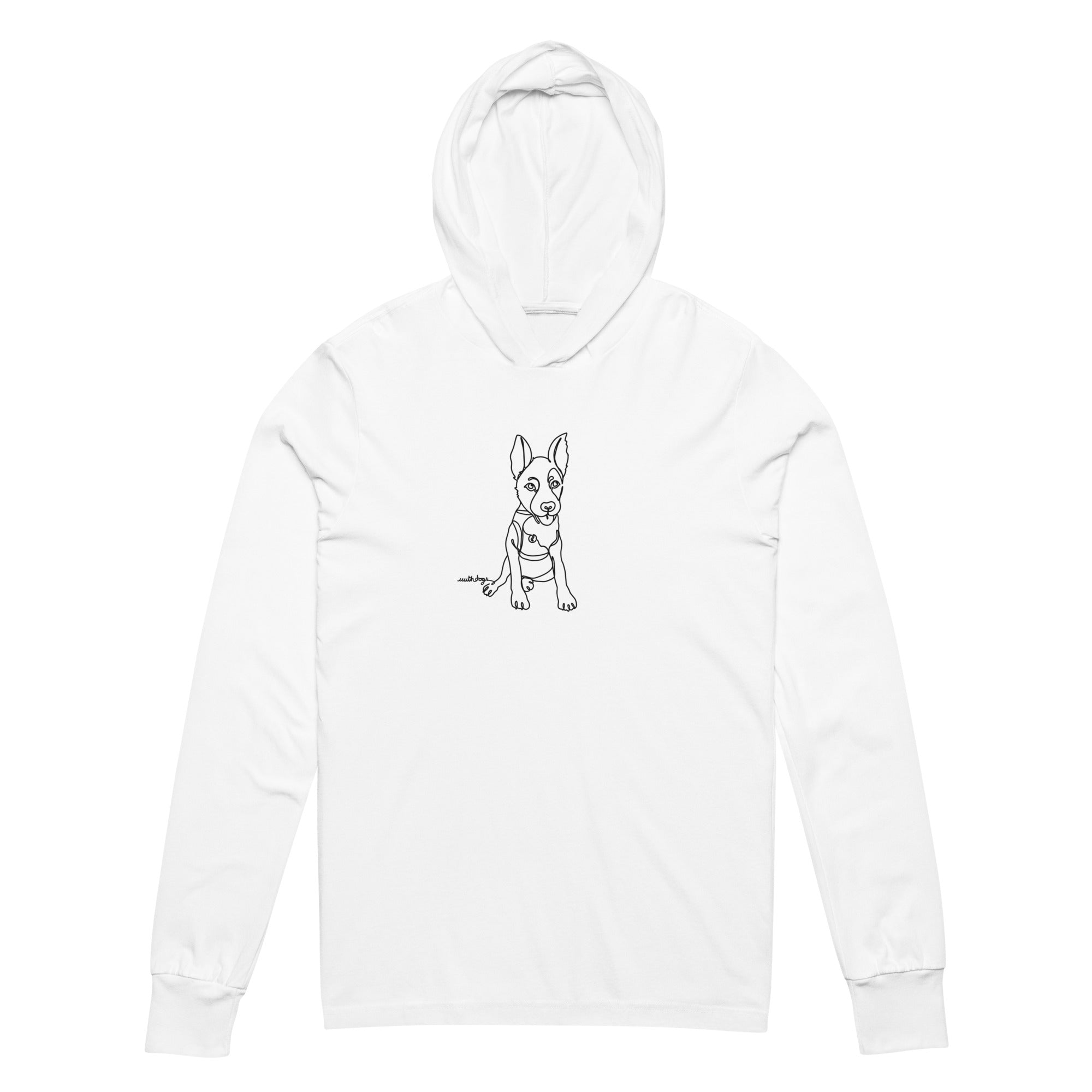 Sitting With Dogs [Bean] Unisex Hooded long-sleeve tee