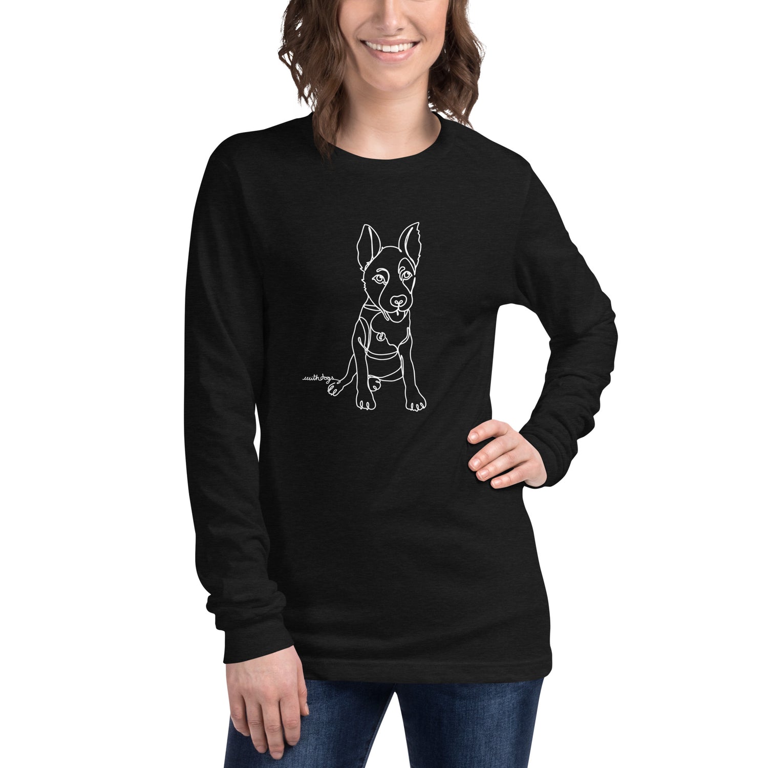 Sitting With Dogs [Bean] Unisex Long Sleeve Tee