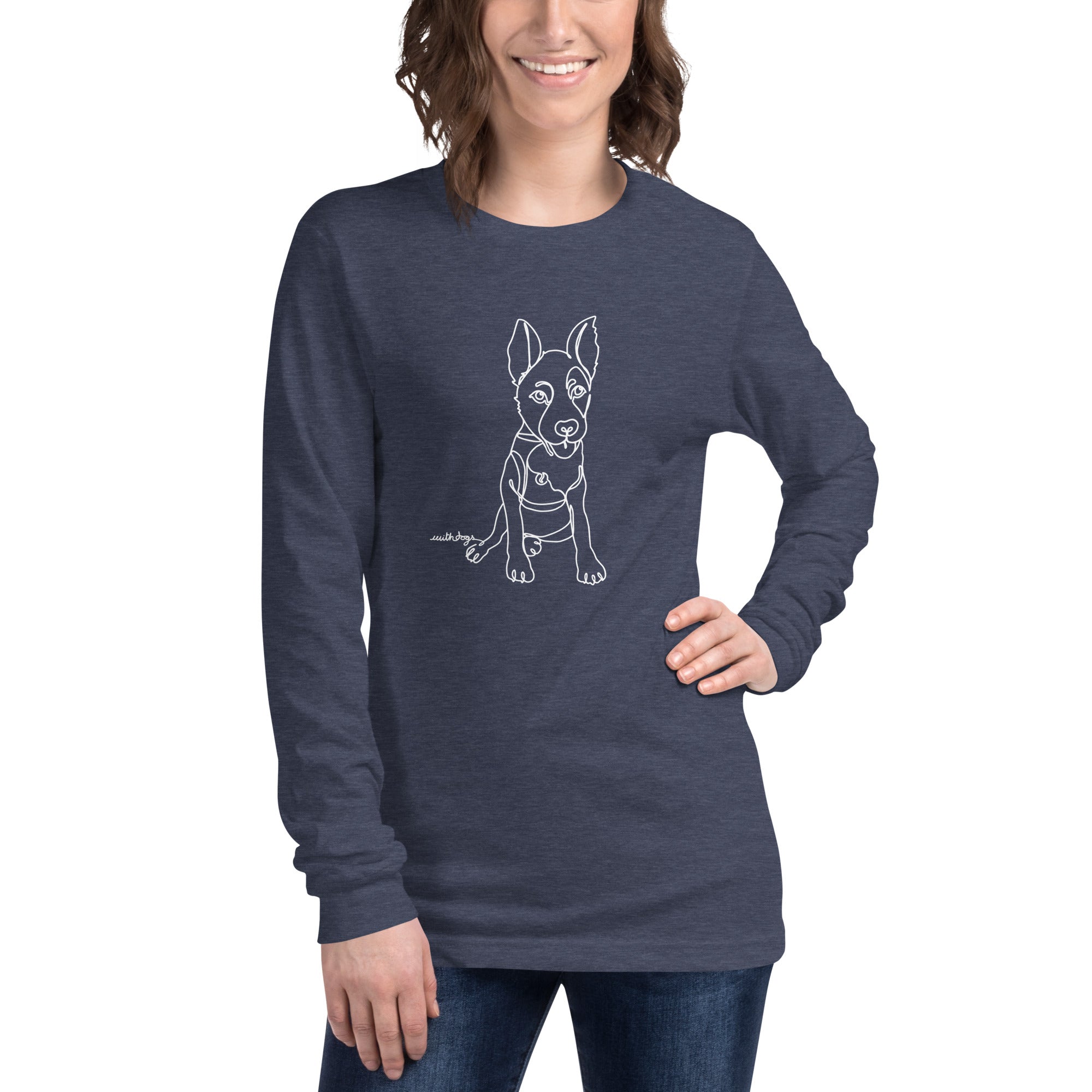 Sitting With Dogs [Bean] Unisex Long Sleeve Tee