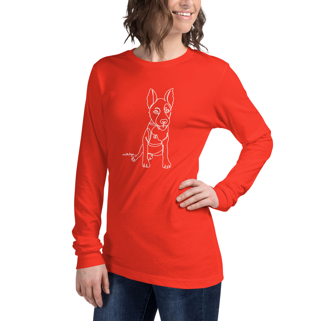 Sitting With Dogs [Bean] Unisex Long Sleeve Tee